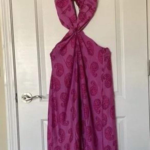 NWT VIX Paula Hermanny Leela Cutout Open-back Printed Dress Women Size Med - Picture 5 of 5